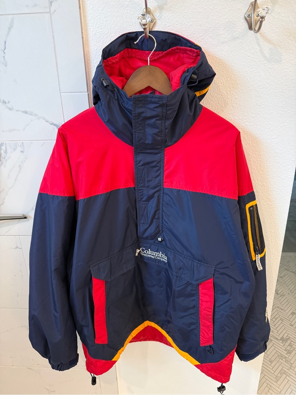 Columbia Navy, Red & Yellow Colorblock Ski Pullover Jacket
